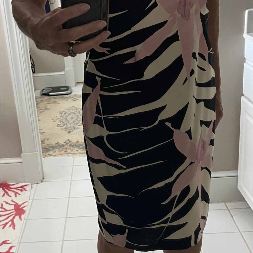 Sylvia Heisel Black and Pink Midi Dress